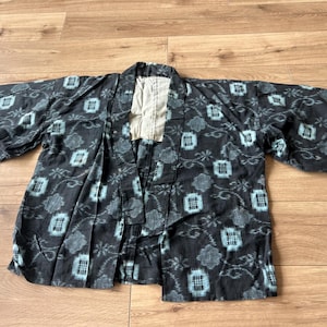 Vintage Japanese black kasuri dyed noragi