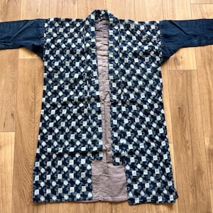 vintage Japanese indigo kasuri dyed noragi jacket