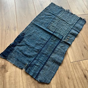 vintage Japanese indigo dyed boro patched fabric scrap