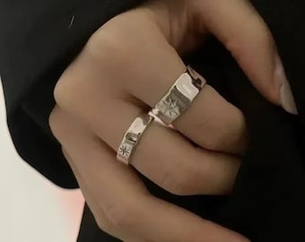 Adjustable Sterling Silver Rings, Matching  Couple Rings, Promise Rings For Him And Her, Star Ring For Couples, Celestial  Jewelry