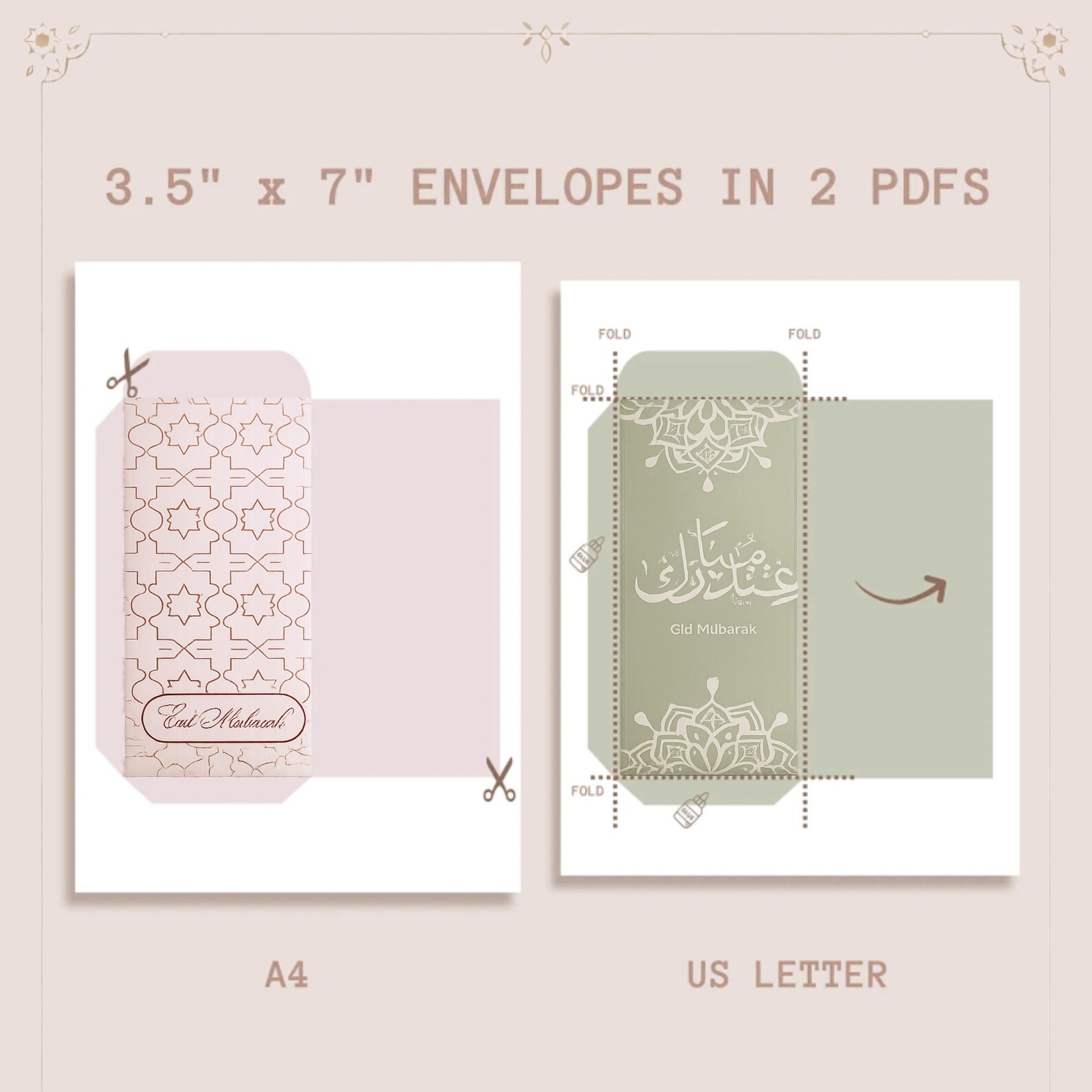 Eidi Design Eid Mubarak Money Envelopes-pack of 3 – Printable Eidi Gift Holders ...