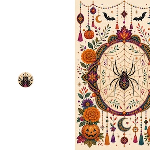 Boho Halloween Greeting Card Set of 18, Blank Inside, Kraft Envelopes image 19