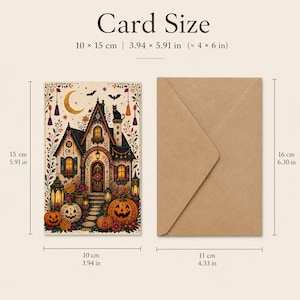 Boho Halloween Greeting Card Set of 18, Blank Inside, Kraft Envelopes image 2