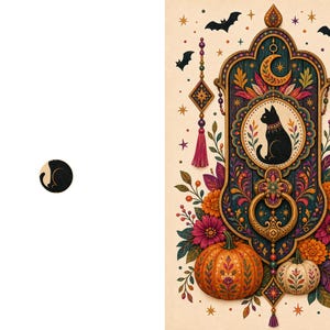 Boho Halloween Greeting Card Set of 18, Blank Inside, Kraft Envelopes image 18