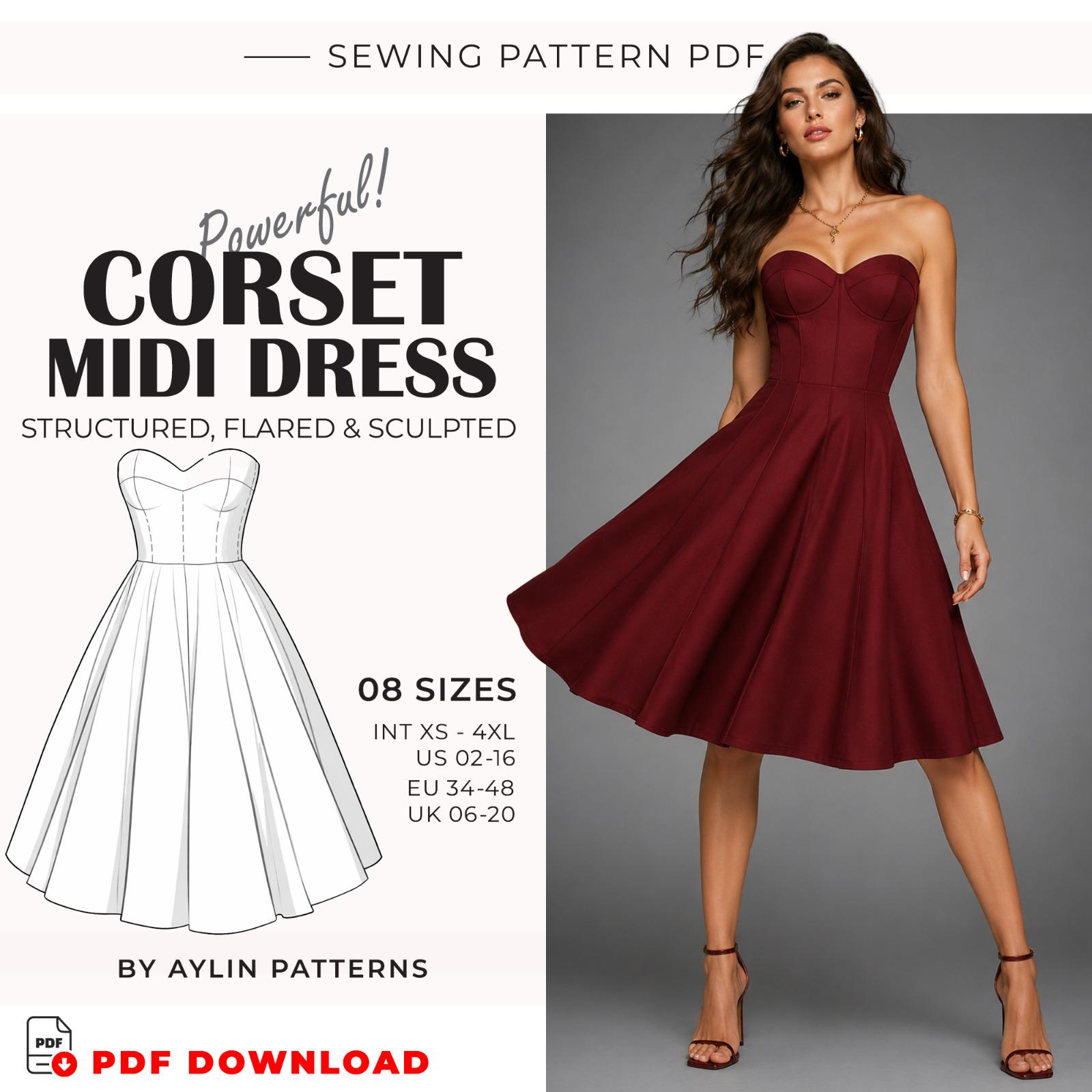 Strapless Satin Dress Sewing Pattern - Etsy Strapless Satin Dress Sewing Pattern - Etsy
