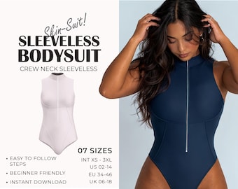 Sleeveless Bodysuit Sewing Pattern | Women Bodysuit Pattern | Fitted Leotard Top Pattern | Beginner Friendly | Summer Outfit | XS - 3XL