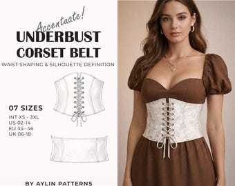 Corset Belt Pattern | Underbust Corset Belt Pattern | Plus Size Corset | Cosplay Pattern | PDF Sewing Pattern | Beginner Friendly | XS–3XL