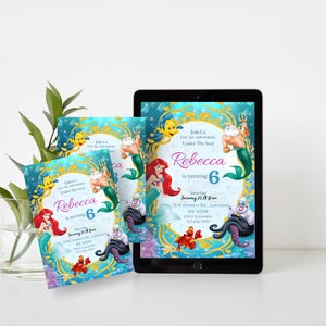 Ariel Birthday Invitation, Little Mermaid Party Invite, Under the Sea Template (Digital Download) image 5