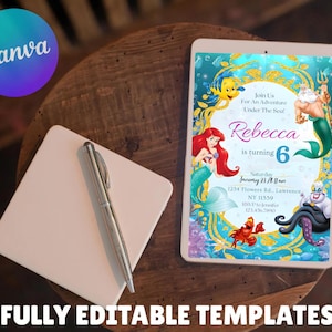 Ariel Birthday Invitation, Little Mermaid Party Invite, Under the Sea Template (Digital Download) image 9