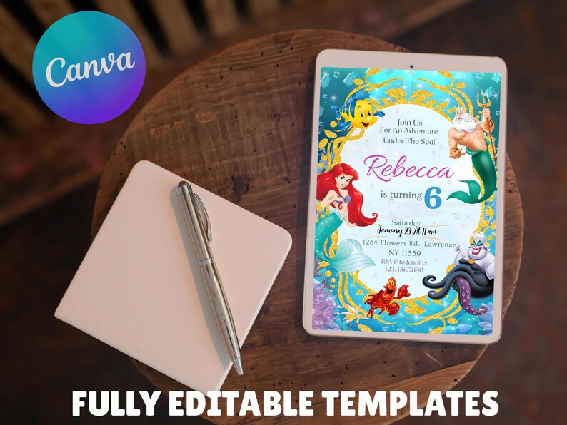 Ariel Birthday Invitation, Little Mermaid Party Invite, Under the Sea Template (Digital Download) image 9