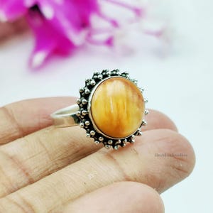 Bague coquille d'huître épineuse orange naturelle en argent sterling 925, cadeau de bijoux fait main