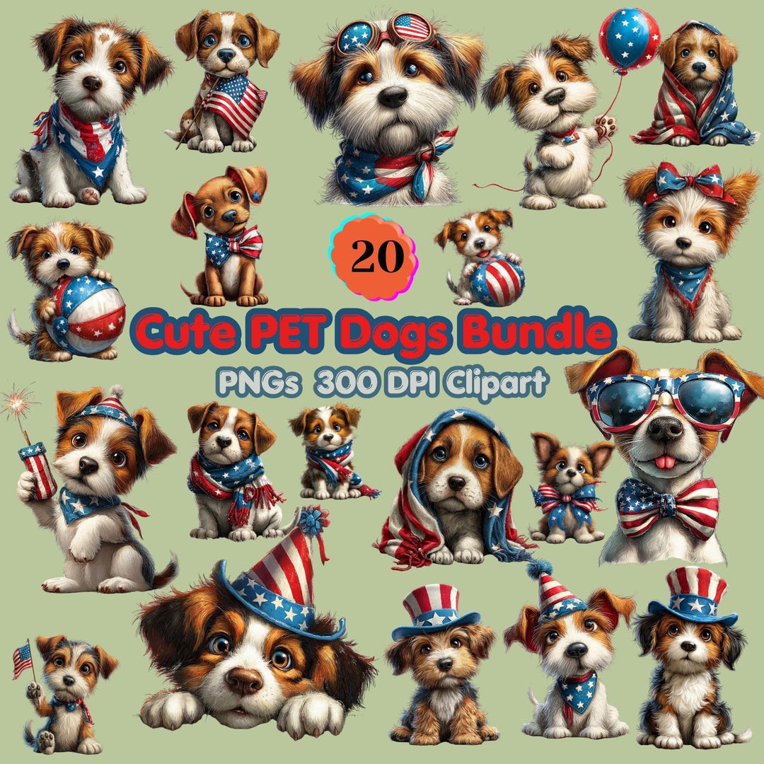 20 Cute Pet Dogs PNG SVG Clipart Bundle | Puppy Dog Characters | High ...