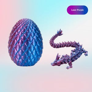 3D Printed Crystal Dragon Egg with 22cm Articulated Dragon, 8.5cm Giant Surprise Egg, Fantasy Fidget Toy & Collectible Gift