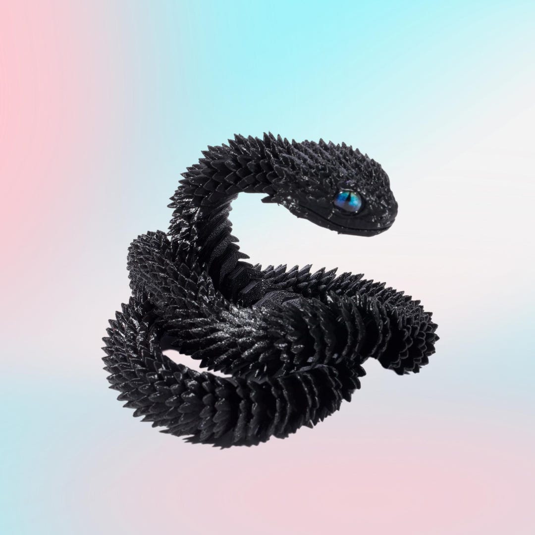 Articulated 3D Printed Flexible Snake Fidget Toy, Dazzling Iridescent ...