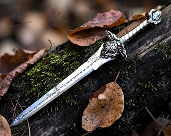 Handmade Greatsword | Lion Head Guard, Runic Engraving, Turquoise Gemstone, Wall Display, Cosplay Sword