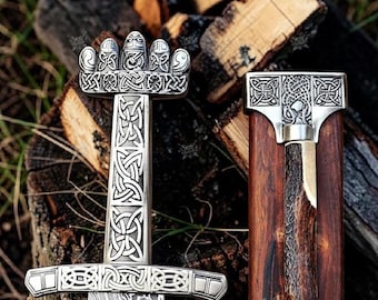 Handcrafted Decorative Sword with Wooden Scabbard | Engraved Steel Blade | Viking Inspired Sword