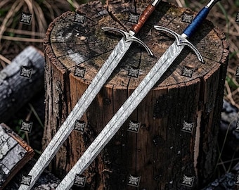 Hand Forged Damascus Longsword | Medieval Fantasy Display Sword | Gift for Him, Husband, Boyfriend, Collectors