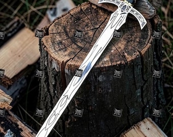 Goldryn Fantasy Sword Replica | Stainless Steel Blade, Leather Handle, Red Gem Pommel (Display Prop)