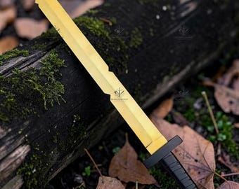 Minecraft Gold Sword Replica – Handcrafted Metal Collectible with Red Gem Pommel, Cosplay Collectible Blade, Geek Decor gift