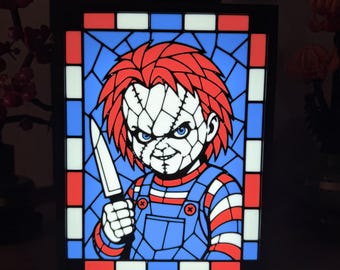 Chucky Stained Glass Lamp | Horror Fan 3D Printed LED Night Light