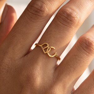 Custom Interlocking Initial Ring, Couple Monogram Jewelry, Anniversary Gift for Wife, Christmas Gift