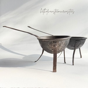 Antique Pair of Hand-Forged Apothecary Melting Pots • Ointment Pans • West Europe, circa 1800-1850