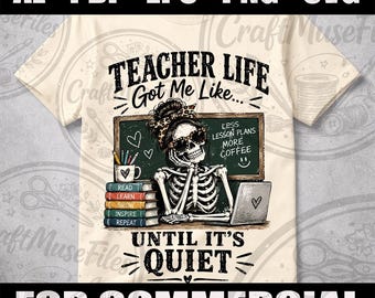 Halloween Teacher Skeleton PNG, Spooky Classroom Humor (Digital Download)