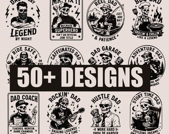 Fatherhood Skeleton Dad PNG Bundle, Funny Sarcastic Designs (Digital Download)