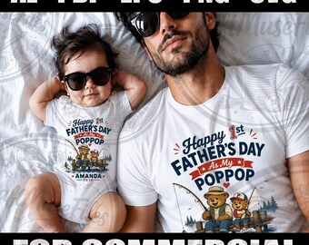 First Father's Day Grandpa Bear Fishing Design (Digital Download)