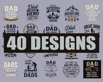 Father's Day T-Shirt PNG Bundle, 12 Designs (Digital Download)