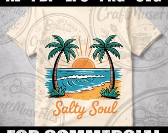 Summer Beach Vibes PNG Bundle, Salty Soul Crochet Knit Design (Digital Download)