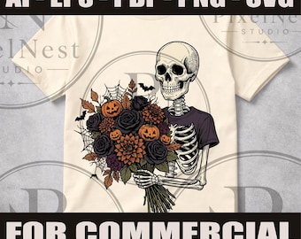 Halloween Ghost PNG Bundle, Spooky Skeletons, Pumpkins, Bats (Digital Download)