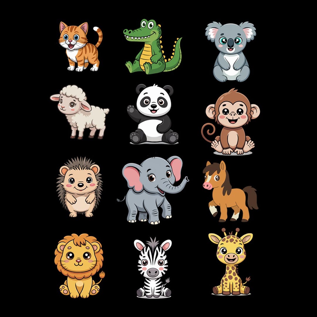 Kawaii Baby Animals SVG Bundle | Safari Jungle Clipart (digital ...