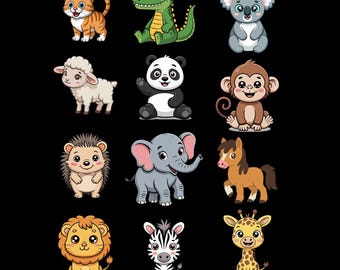 Kawaii Baby Animals SVG Bundle | Safari Jungle Clipart (Digital Download)