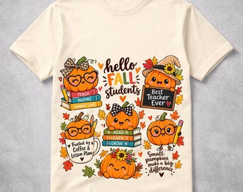 Kawaii Autumn Pumpkin Teacher Design, Fall Classroom Sublimation (Digital Download)