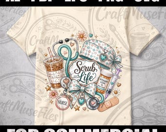 Scrub Life PNG, Leopard Nurse Shirt Design Digital Download