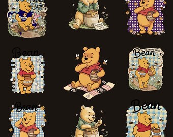 Honey Bear PNG Bundle, Bear Design, Coquette Mom Graphic (Digital Download)