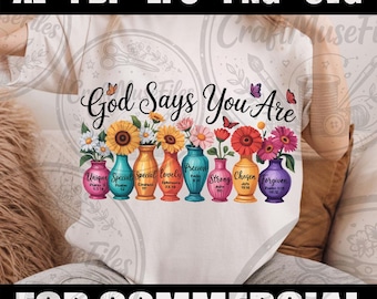 Diseño PNG floral cristiano, Dios dice que eres único (Sublimación, Descarga digital)