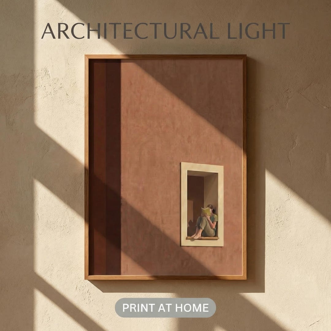 Architectural Terracotta Shadow Poster Minimalist Wall Art Digital ...