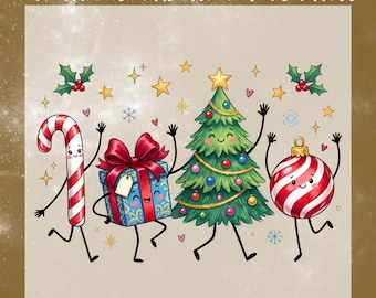 Cute Christmas Squad DTF Transfer, Christmas Tree Ornament Ready To Press, Kids Christmas Shirt Heat Transfer