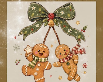 Gingerbread Man DTF Transfer, Coquette Christmas Bow Ready To Press, Merry Christmas Heat Transfer