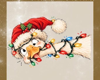 Funny Goose Christmas DTF Transfer, Cute Duck Santa Hat Ready To Press, Funny Xmas Shirt Heat Transfer