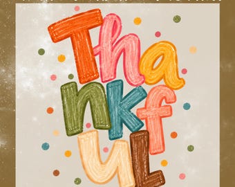 Retro Thankful DTF Transfer, Cute Thanksgiving Ready To Press, Fall Season Shirt Heat Transfer