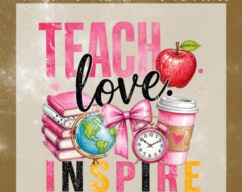 Pink Teacher Life DTF Transfer, Teacher Appreciation Ready To Press, Back to School Season Iron On Heat Transfer