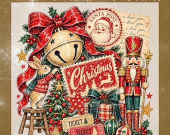 Coquette Vintage Christmas DTF Transfer, Retro Nutcracker Santa Post Ready to Press, Festive Holiday Shirt Heat Transfer