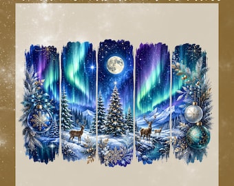 Christmas Northern Lights DTF Transfer, Christmas Tree Reindeer Ready To Press, Holiday Season Heat Transfer