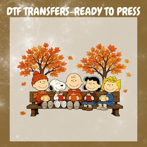 Fall Friends DTF Transfer, Thanksgiving Shirt Ready To Press, Cute Cartoon Fall Season Heat Transfer