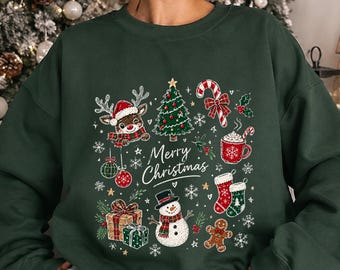Merry Christmas DTF Transfer, Cute Reindeer Snowman Ready To Press, Vintage Christmas Heat Transfer