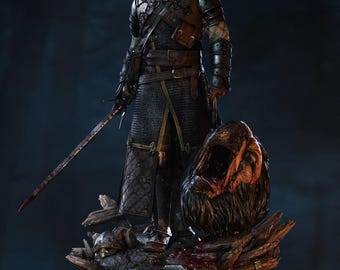 The Witcher 3 – Estatua STL de Geralt / Lobo Blanco Soberano / Modelo de impresión 3D / Archivo STL digital