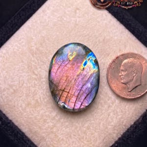 Rare Purple Flashy Labradorite Oval Cabochon 38.75ct Natural Loose Gemstone Flat Back Stone for Wire Wrapping Jewelry Making Free Shipping